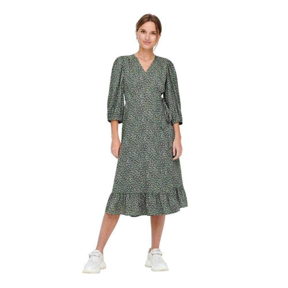 Only Womens/Ladies Olivia Abstract V Neck Puff Sleeve Wrap Dress / Balsam Green
